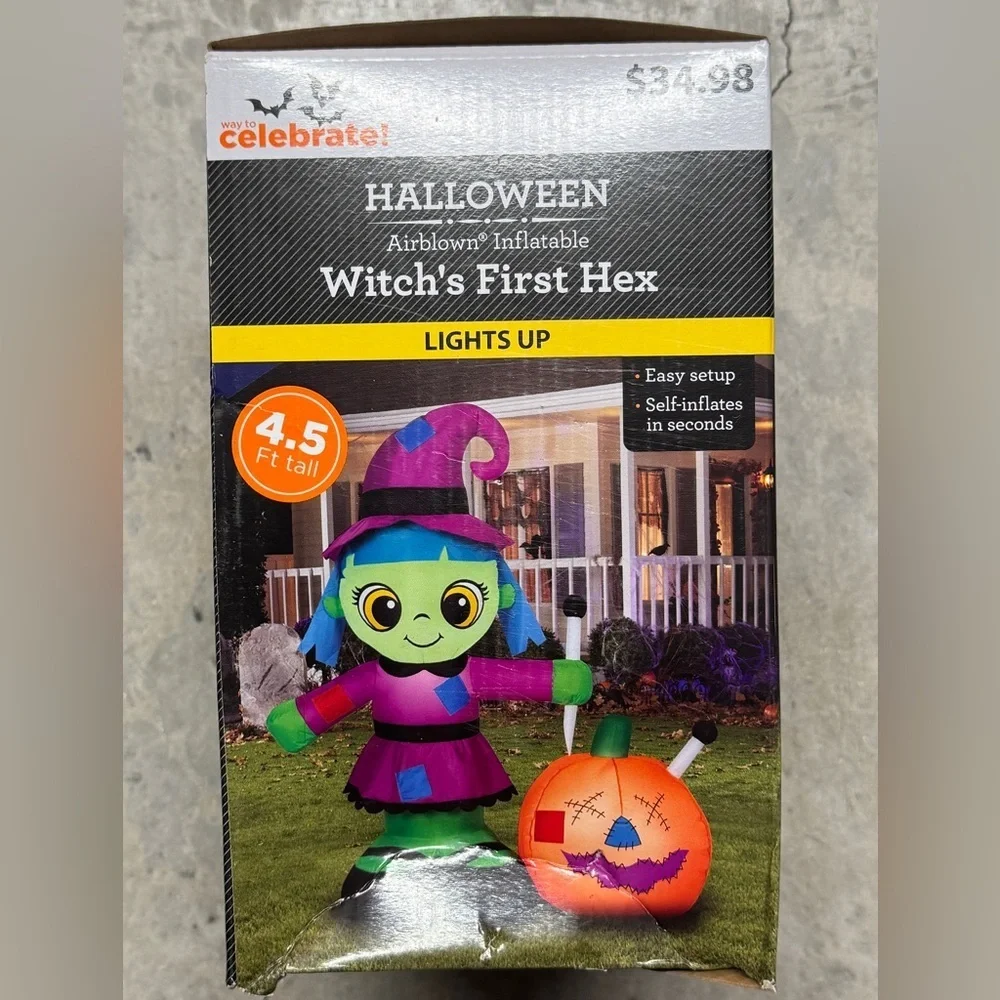 Witch First Hex 4.5 Airblown Inflatable Light Up Outdoor Halloween Holiday Decor